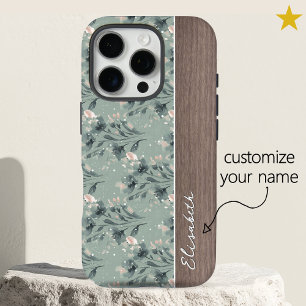 Coques iPhone 16 Pro Fleurs de printemps bleues vintage Bois Nom person