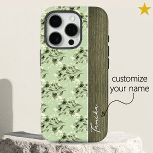 Coques iPhone 16 Pro Fleurs de printemps vert vintage Bois Nom personna