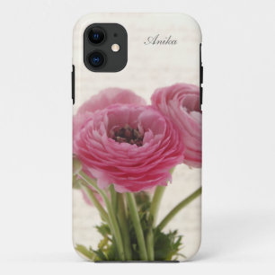 Case-Mate iPhone Case Fleurs de ranunculus roses sur script