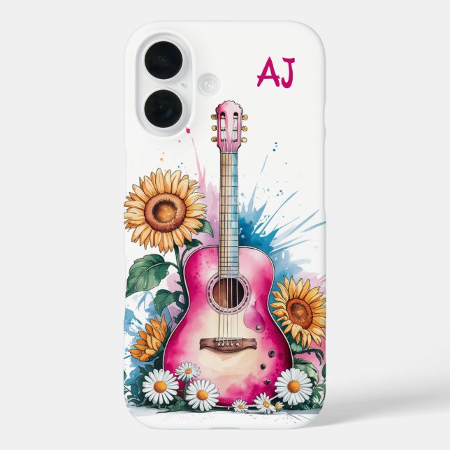 Coques Case-Mate iPhone Fleurs de soleil de guitare occidentale Personnali (Verso)