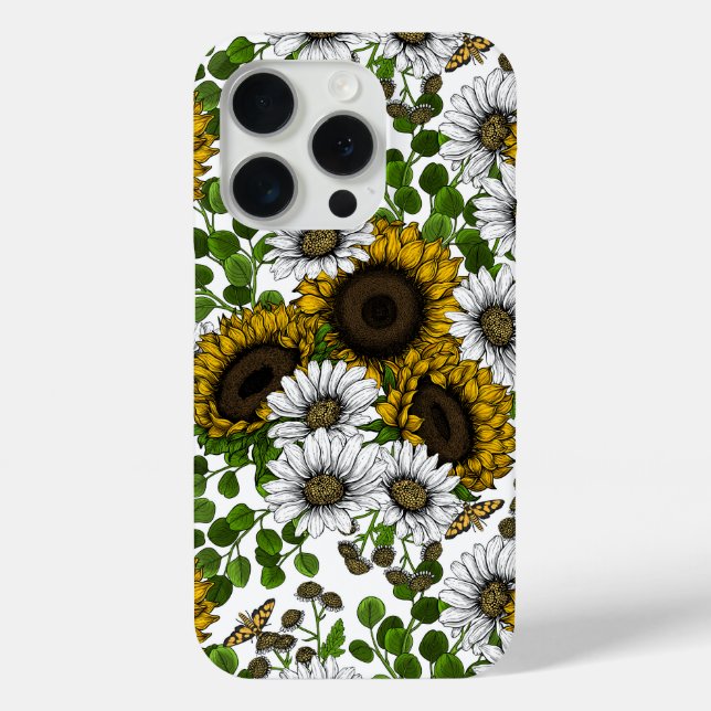 Coques Case-Mate iPhone Fleurs de soleil et marguerites, jardin d'été 3 (Verso)