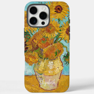 Coques iPhone 16 Pro Max Fleurs de soleil Rouge orange jaune Van Gogh