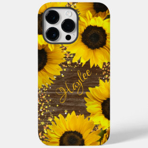 Coque Pour Pour iPhone 14 Pro Max Fleurs de soleil rustiques et nom