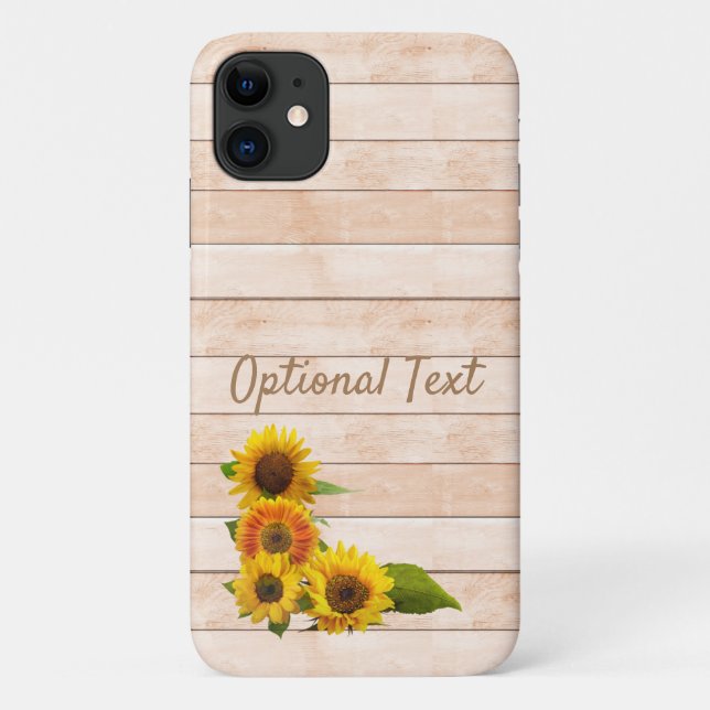 Coques Case-Mate iPhone Fleurs de soleil rustiques sur bois (Dos)