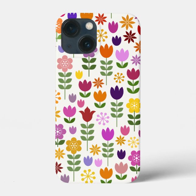 Coques Case-Mate iPhone Fleurs de style scandinave Grand Motif (Verso)