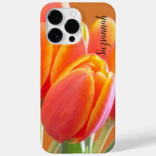 Coque Pour Pour iPhone 14 Pro Max Fleurs de tulipe orange vibreuses Photo personnali