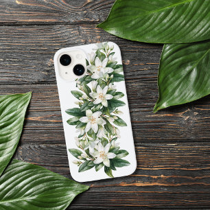 Coque Pour iPhone 14 Fleurs de verdure florale blanche