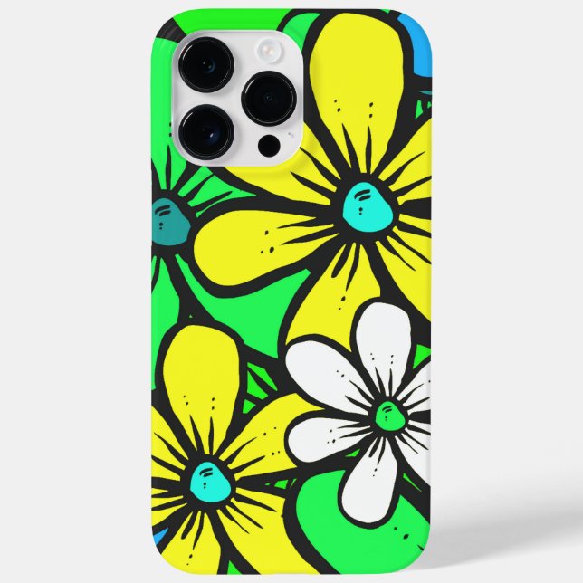 Coques Case-Mate iPhone Fleurs d'été assez brillantes Bleu Jaune et Vert (Verso)