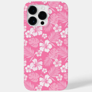 COQUE POUR POUR iPhone 14 PRO MAX FLEURS D'HIBISCUS ROSE ET BLANC