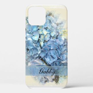Coque iPhone 12 Fleurs d'Hydrangée Bleue