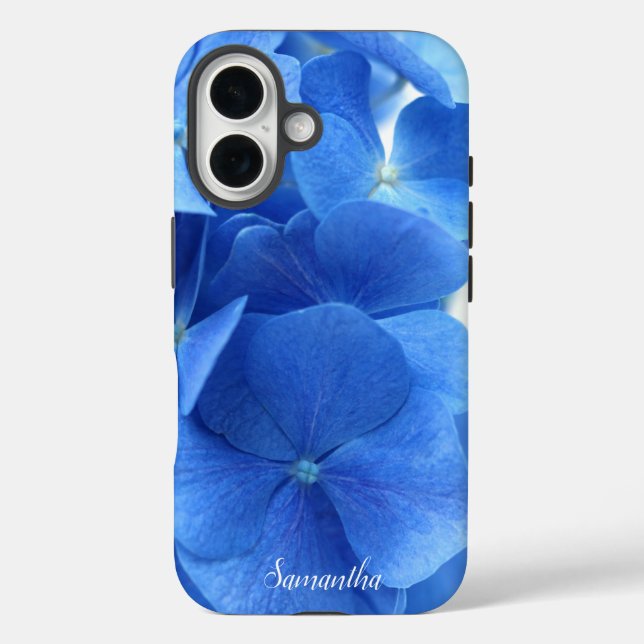Coques Case-Mate iPhone Fleurs d'Hydrangée Bleue Personnalisées (Verso)