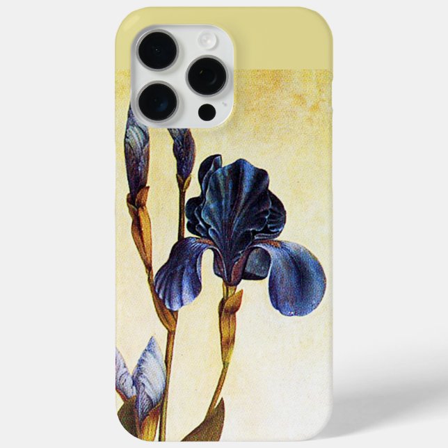 Coques Case-Mate iPhone FLEURS D'IRIS BLEUES ÉLÉGANTES Florales D'Ivoire (Verso)
