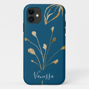 Case-Mate iPhone Case Fleurs d'or élégantes et élégantes Nom personnalis