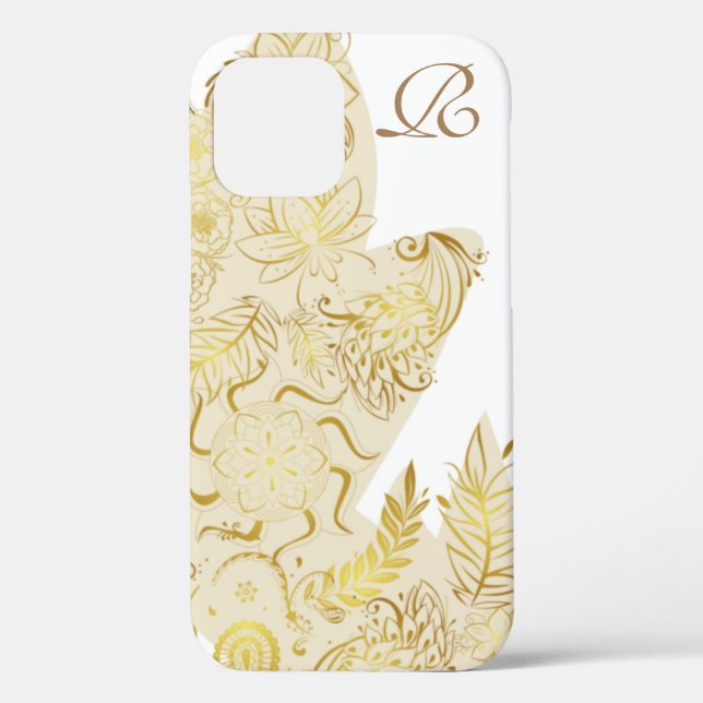 Coques Case-Mate iPhone Fleurs d'or modernes et Monogramme (Verso)