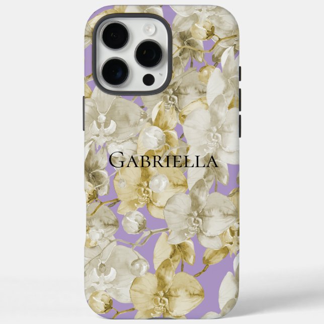 Coques Case-Mate iPhone Fleurs d'orchidées à crème violette (Verso)