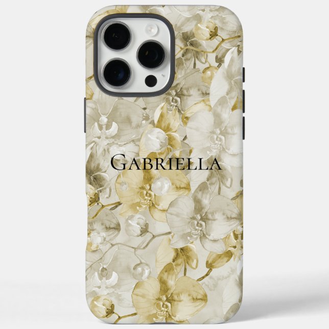 Coques Case-Mate iPhone Fleurs d'orchidées à la crème d'or (Verso)