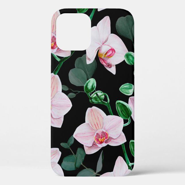Coques Case-Mate iPhone Fleurs d'orchidées d'aquarelle et eucalyptus feuil (Verso)