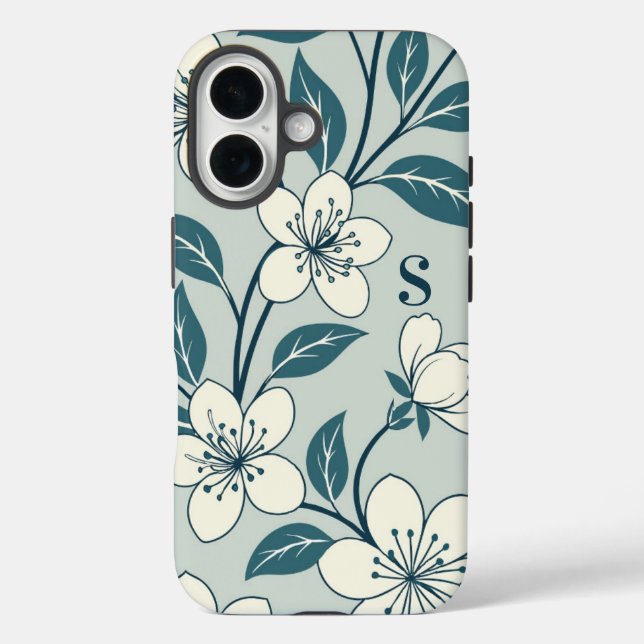Coques Case-Mate iPhone Fleurs élégantes Blanc Floral Motif Botanique (Verso)