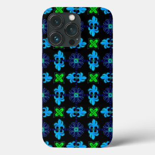 Etui iPhone Case-Mate Fleurs en Artdeco style rétro vert bleu jaune
