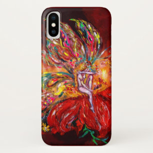 Coque iPhone X FLEURS EN Imaginaire ROUGE