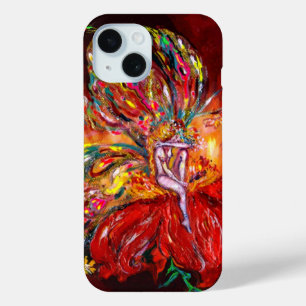 Coque Pour iPhone 15 FLEURS EN Imaginaire ROUGE