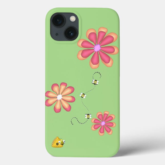 Coques Case-Mate iPhone Fleurs et abeilles sur la chaux (Verso)