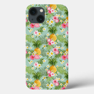 iPhone 13 Coque Fleurs et ananas tropicaux