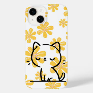 Coque Pour iPhone 14 Fleurs et chats