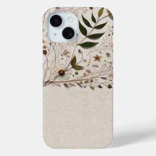Coque Pour iPhone 15 Fleurs et Feuilles Botaniques de la Beauté de la N