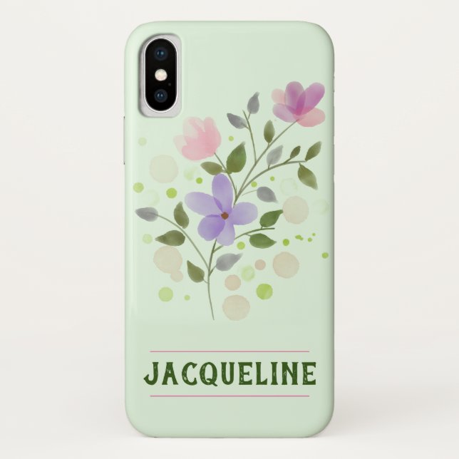 Coques Case-Mate iPhone Fleurs et nom personnalisé Jacqueline (Dos)