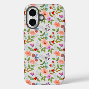 Coque Pour iPhone 16 Fleurs Et Papillons