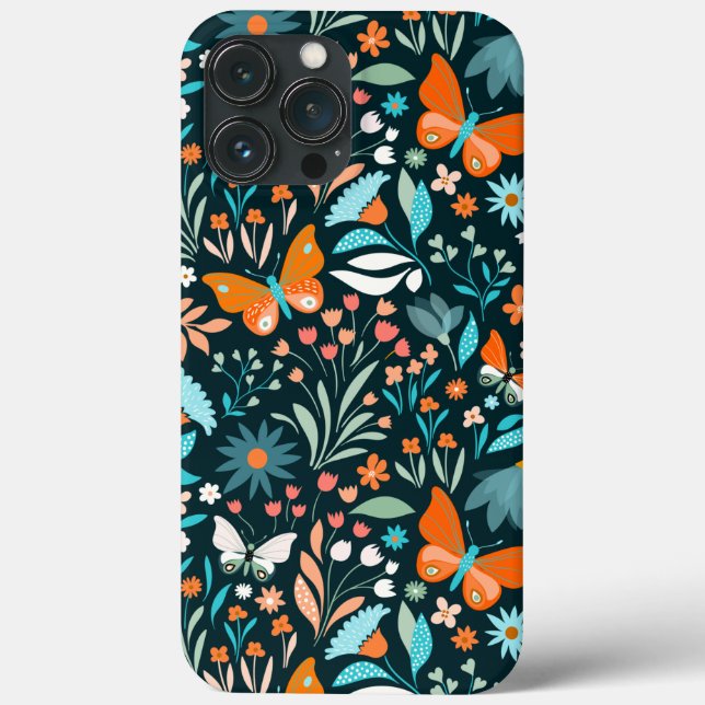 Coques Case-Mate iPhone Fleurs et papillons funky (Verso)