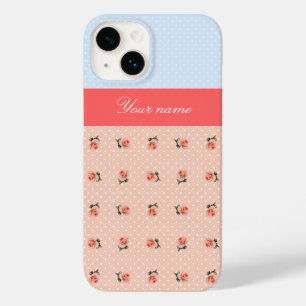 Coque Pour iPhone 14 Fleurs et pois rétro