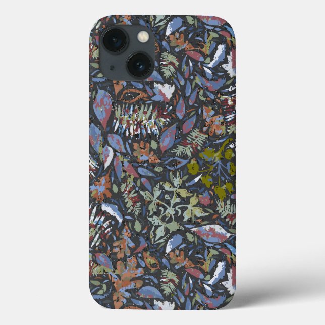 Coques Case-Mate iPhone Fleurs Feuilles Batik Noir (Verso)