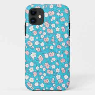Case-Mate iPhone Case Fleurs florales Vintage Look en bleu turquoise