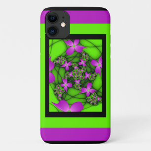 Case-Mate iPhone Case Fleurs fractales abstraites néon rose vert moderne