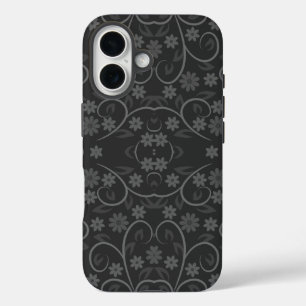 Coque Pour iPhone 16 Fleurs grises mignonnes motif lancer oreiller