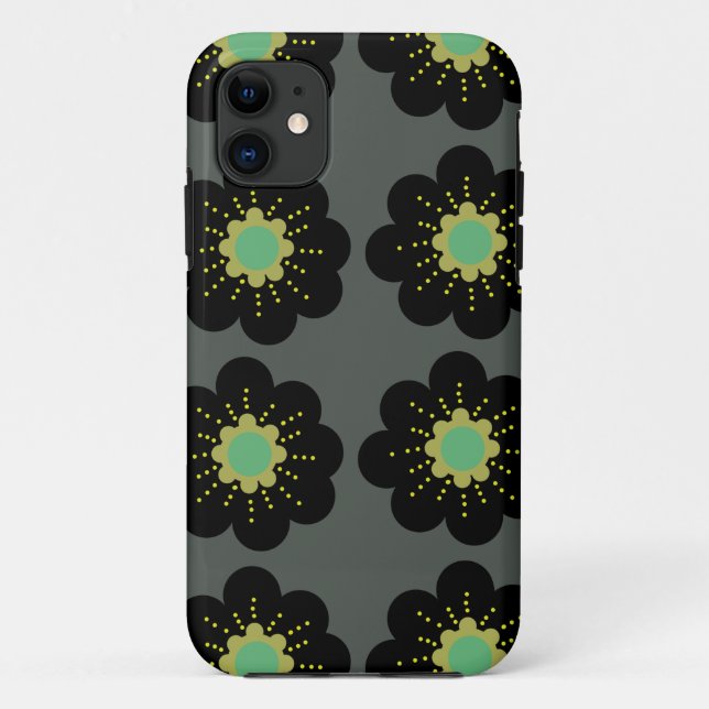 Coques Case-Mate iPhone Fleurs hippies noires Coque-coque iphone (Dos)