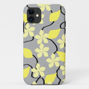 Coques Pour iPhone Fleurs jaunes et grises. Modèle floral