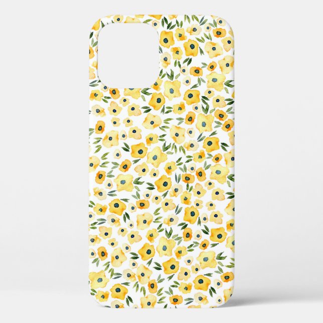 Coques Case-Mate iPhone Fleurs Jaunes Minuscules : Aquarelle Sans Couleur. (Verso)