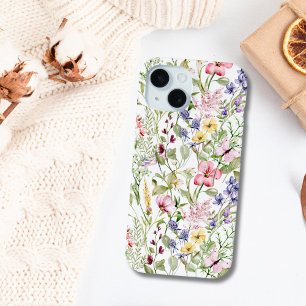 Coque Pour iPhone 15 Fleurs Jaunes Rose fleur sauvage Vert