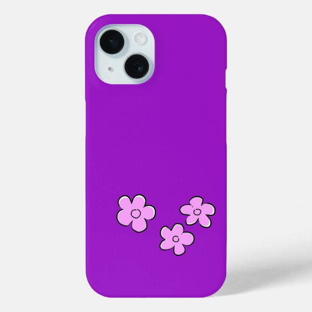 Coques Case-Mate iPhone Fleurs joyeuses - rose sur violet (Verso)