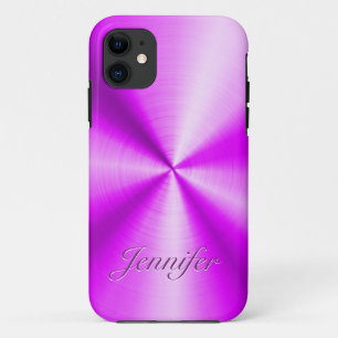 Coque iPhone 11 Fleurs métalliques brillantes en acier inoxydable 