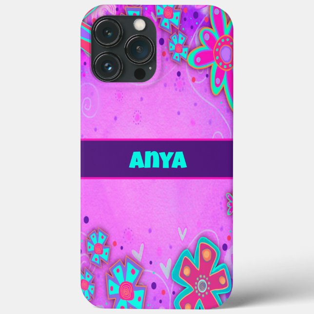 Coques Case-Mate iPhone Fleurs mignonnes violettes Nom Fille Amusante Insp (Verso)