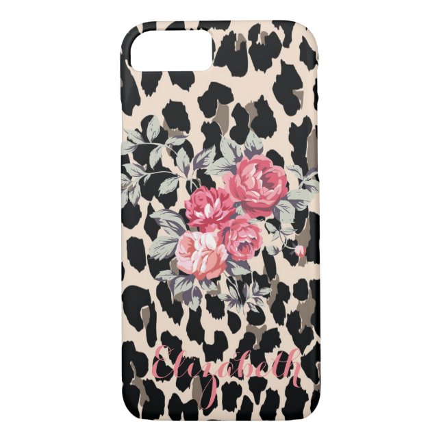 Coques Case-Mate iPhone Fleurs Modernes Sur Personnalisé Empreinte de léop (Dos)