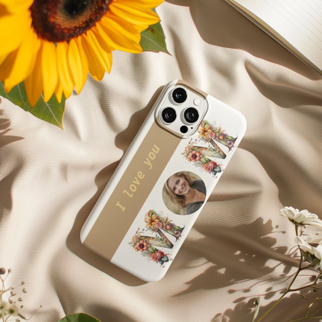 Coques Case-Mate iPhone Fleurs MOM personnalisées Fête des mères Photo (Personalised MOM flowers Mothers Day Photo Case-Mate iPhone Case)