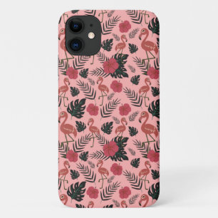 Case-Mate iPhone Case Fleurs motifs et feuilles flamands roses