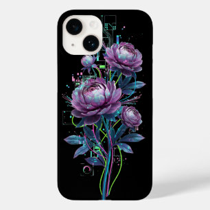 Coque Pour iPhone 14 Fleurs néon botaniques cybernétiques à circuit hol