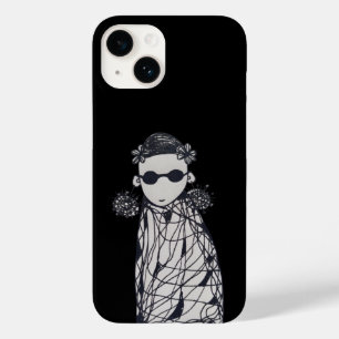 Coque Pour iPhone 14 Fleurs noires, boucles d'oreilles et lunettes de s