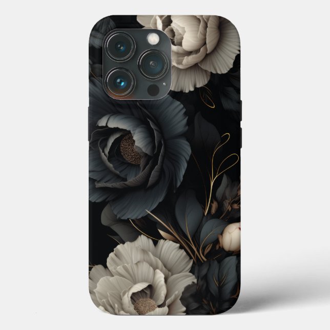 Coques Case-Mate iPhone Fleurs noires et blanches (Verso)